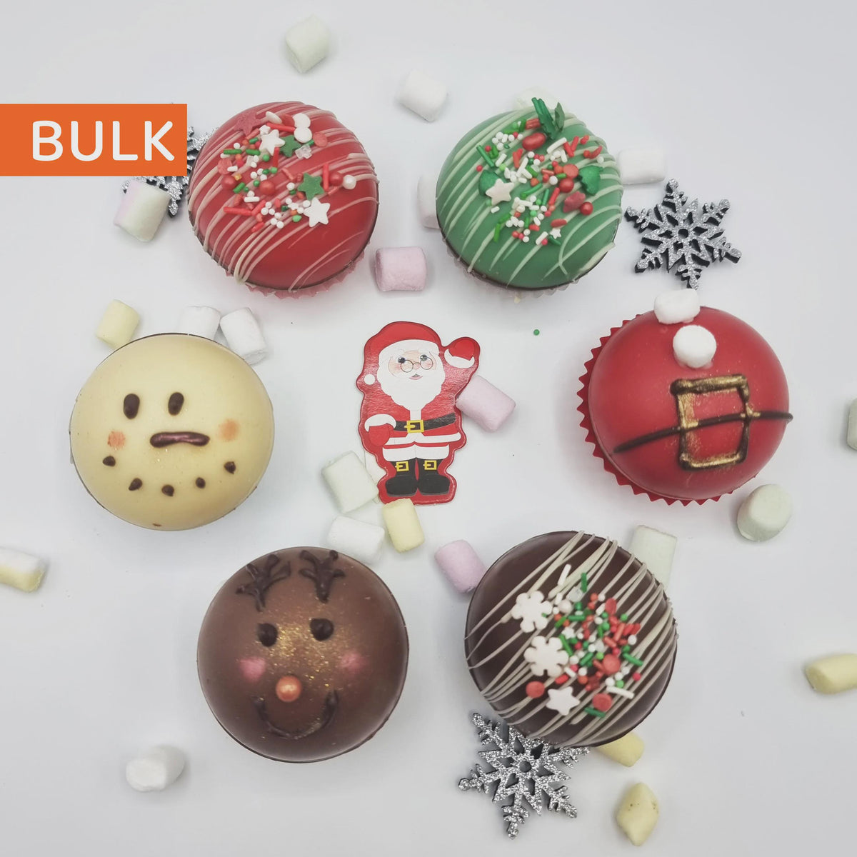 Großpackung: 24er-Pack (4x6er-Set) Mix-Heiße-Schokoladen-Bomben - Kugelform Hot Chocolate Bombs - Partygeschenke